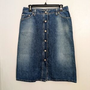 Vintage Levi button midi jean skirt